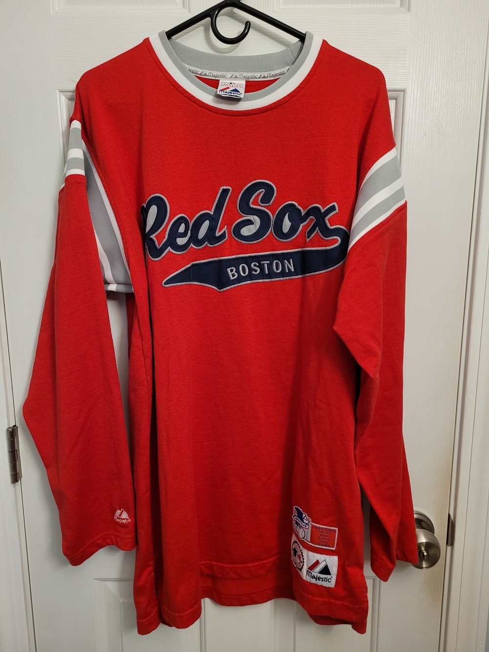 Majestic Boston Red Sox Long-Sleeve Crewneck Shirt - Red